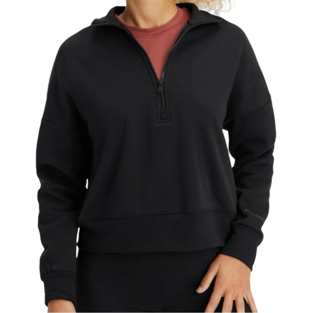 Fabletics Women’s Black Quarter-Zip Fleece Pullover Sweatshirt Sz 2XL